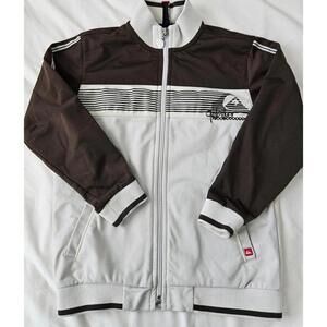 Quiksilver Full Zip-Up Jacket - Brown and Cream Size Kids Medium 5-6